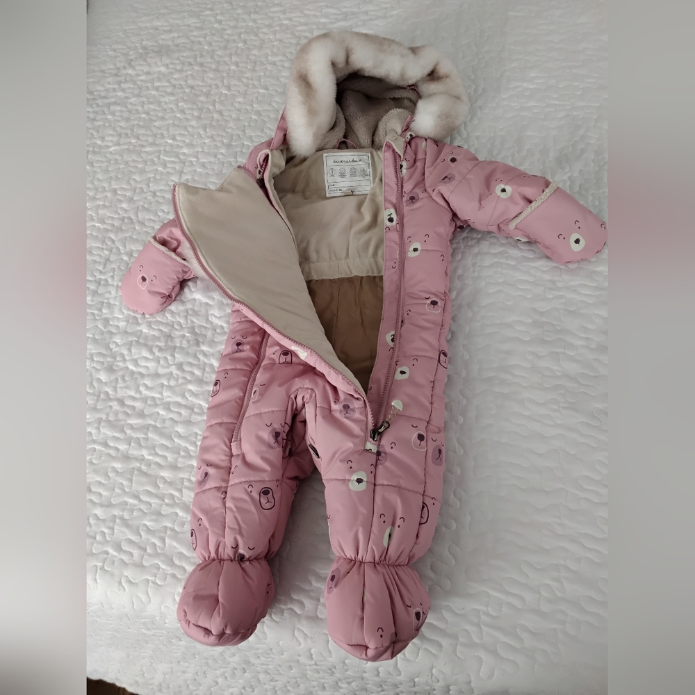 Deux par Deux Pink and Cream Baby Snowsuit - Picture 2 of 8